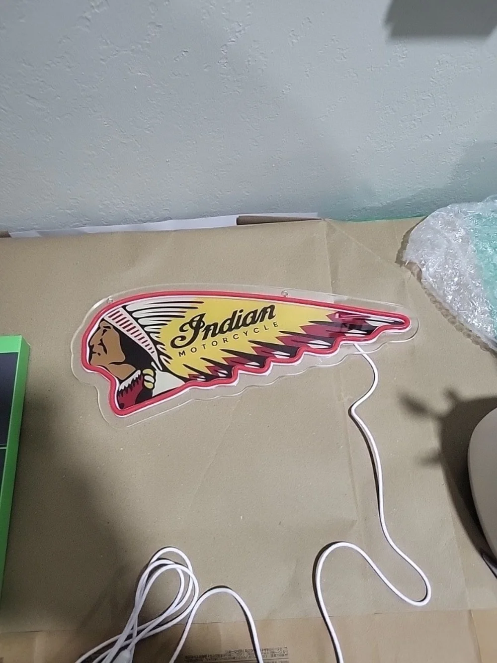 Indian Motorcycle Neon-Style Red and Yellow Wall Sign